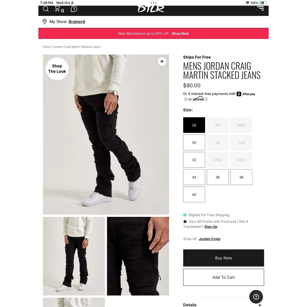 NEW WITH TAGS JORDAN CRAIG MARTIN STACKED ULTIMATE PUNK SKINNY JEANS IN BLACK